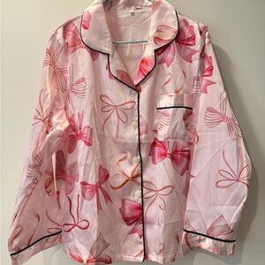 Pink Bow Print Women's Pajama Set